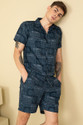 Fabrizio Men Printed Blue Night Suit Set