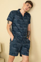 Fabrizio Men Night Suit Set Blue Printed