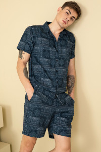 fabrizio men printed blue white night suit set
