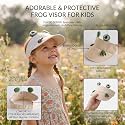FabSeasons Kids Cute Frog Sun Visor Hat - Adorable 3D Cartoon Amphibian Open-Top Adjustable Summer Beach Cap with Breathable Cotton Canvas for Boys &amp; Girls (Ages 2-5)