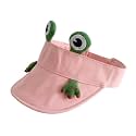 FabSeasons Kids Cute Frog Sun Visor Hat - Adorable 3D Cartoon Amphibian Open-Top Adjustable Summer Beach Cap with Breathable Cotton Canvas for Boys & Girls (Ages 2-5)