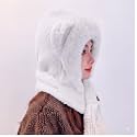 FabSeasons Women's Faux Fur Hooded Scarf with Cute Bear Ears – Thick Warm Winter Hood Hat with Integrated Scarf, Plush Fleece Lined Cold Weather Outdoor Gear
