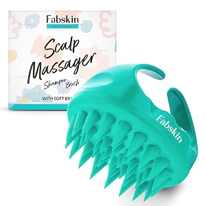 fabskin hair scalp massager shampoo brush with soft silicone bristles i anti dandruff exfoliating with scalp care aqua green