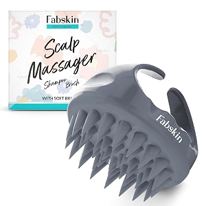 fabskin scalp massager shampoo hair brush with soft bristles dandruff remover scalp scrubber exfoliating scalp care grey