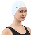 FABSPORTS Unisex Silicone Swim Cap - Easy-Fit Black Swimming Cap for Men, Women, Boys, Girls, and Kids - Ideal for all Hair Types - Long, Short