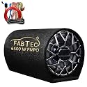 FABTEC 12” 6500W Active Bass Tube Subwoofer for Car Built-in Amplifier Deep Punchy Bass Premium Grey Finish with Amplifier Wire kit