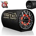 FABTEC 12 Inch High Power Active Super Car Bass Tube Subwoofer with Inbuilt Amplifier Powerful Audio and Deep Bass 6500W with Amplifier Wire Kit (Grey)