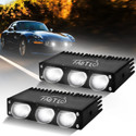 FABTEC T1 100W 3 Eye LED Fog Lights, 12000LM Dual Beam, Flasher, Metal Body (2Pcs) Fog Lamp Car LED (12 V, 100 W) (Universal For Car, Pack of 2)