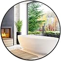 Black Round Mirror 22 Inch, Wall Circle Mirror for Bathroom, Matte Framed