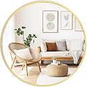 Gold Round Mirror 20 Inch, Wall Circle Mirror for Bathroom, Matte Framed