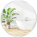 Silver Round Mirror 20 Inch, Wall Circle Mirror for Bathroom, Brush Chrome