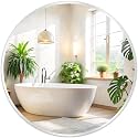 Silver Round Mirror 28 Inch, Wall Circle Mirror for Bathroom, Brush Chrome