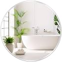Silver Round Mirror 24 Inch, Wall Circle Mirror for Bathroom, Brush Chrome