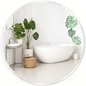 Silver Round Mirror 26 Inch, Wall Circle Mirror for Bathroom, Brush Chrome