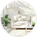 White Round Mirror 20 Inch, Wall Circle Mirror for Bathroom, Matte Framed