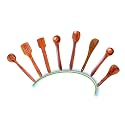 FABULO Wooden Handmade Non Stick Serving Spoon Set - Wood Spoons/Spatula for Cooking - Kitchen Tools - Set of 8