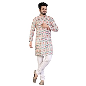 Mens Printed Cotton Kurta