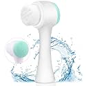 Manual Facial Cleansing Brush, 2-In-1 Skin Care Face Brush, Silicone Facial Scrubber Manual Dual Face Wash Brush For Deep Pore Exfoliation Massaging (Blue)