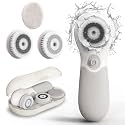 Face Scrubber with 3 Brush Heads & 2 Speeds - Deep Cleaning, Exfoliating, and Massaging for All Skin Types - Facial Cleansing Brush Includes Silicone Head, Travel Case & Free-Plastic Packaging