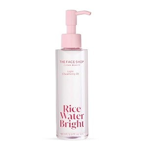 the face shop rice water bright light cleansing oil with rice water to brighten the skin 150ml  korean make-up remover for lips eyes and face removes waterproof makeup