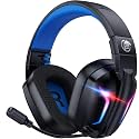 Fachixy Wireless Gaming Headset with Microphone for PC, PS5, PS4, Bluetooth Gaming Headphones - Fast Charge 50Hr Battery, Cool LED Lights for Switch, Laptop, Mobile, Mac 2.4GHz Gamer Headset