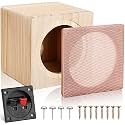 Facmogu 4in Solid Wood Speaker Enclosure with Grill Cover &amp; Terminal Cup