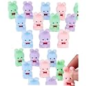 Pack of 24 Pastel Colored Miniature Flocked Bunnies - Little Mini Fuzzy Easter Bunny Rabbits (1-1/2 inch Tall)