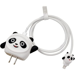 factotech protective charging case for iphone 111213141516pro maxfor 18w20w charger and charging cablehave durable cable sleeve -white panda
