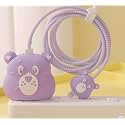 FACTOTECH Protective Charging Case for iPhone 11/12/13/14/15/16/Pro Max,for 18W/20W Charger and Charging Cable,Have Durable Cable Sleeve - Purple Bear