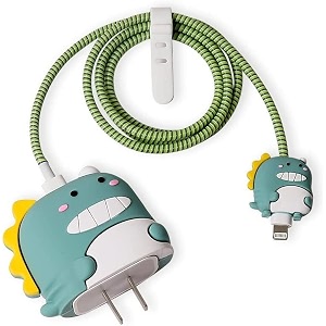factotech protective charging case for iphone 111213141516pro maxfor 18w20w charger and charging cablehave durable cable sleeve - cute dinosaur