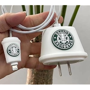factotech protective charging case for iphone 111213141516pro maxfor 18w20w charger and charging cablehave durable cable sleeve -white starbucks