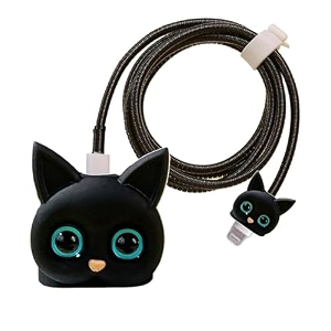 factotech protective charging case for iphone 111213141516pro maxfor 18w20w charger and charging cablehave durable cable sleeve -black cat