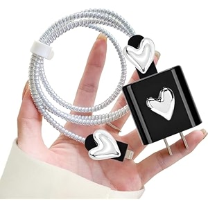 factotech protective charging case for iphone 111213141516pro maxfor 18w20w charger and charging cablehave durable cable sleeve -black and white heart
