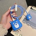 FACTOTECH Protective Charging Case for iPhone 11/12/13/14/15/16/Pro Max,for 18W/20W Charger and Charging Cable,Have Durable Cable Sleeve -Blue Bear