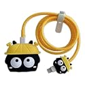 FACTOTECH Protective Charging Case for iPhone 11/12/13/14/15/16/Pro Max,for 18W/20W Charger and Charging Cable,Have Durable Cable Sleeve -Yellow Carbon Ball