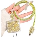 FACTOTECH Protective Charging Case for iPhone 11/12/13/14/15/16/Pro Max,for 18W/20W Charger and Charging Cable,Have Durable Cable Sleeve -Yellow Shimmer