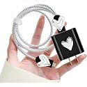 FACTOTECH Protective Charging Case for iPhone 11/12/13/14/15/16/Pro Max,for 18W/20W Charger and Charging Cable,Have Durable Cable Sleeve -Black and White Heart