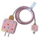 FACTOTECH Protective Charging Case for iPhone 11/12/13/14/15/16/Pro Max,for 18W/20W Charger and Charging Cable,Have Durable Cable Sleeve -ICE Cream Pink