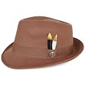 Fedora Hats for Men &amp; Women Short Brim Felt hat Trilby Fedora with Feather Panama Dress Hat