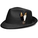 Fedora Hats for Men &amp; Women Short Brim Felt hat Trilby Fedora with Feather Panama Dress Hat