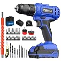 FADAKWALT 20V Cordless Drill/Driver Set,Electric Power Drill Kit with Battery& Charger, 1/2inch Keyless Chuck,2 Variable Speed,25+1 Torque Setting, 400 inch-lbs with LED Power Drill Kit
