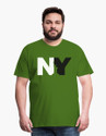 FADMARK Men Typography Round Neck Pure Cotton Green T-Shirt