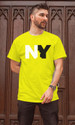 FADMARK Men Typography Round Neck Pure Cotton Yellow T-Shirt