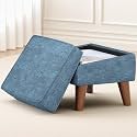 FAGAGA Small Footstool Ottoman with Adjustable Lid, Storage Ottoman