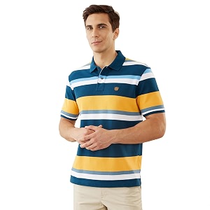 FAHRENHEIT Poly Cotton Stripe Pique Polo Short