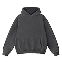 FAIABLE Mens Hoodies Oversized Unisex Acid Wash Hoodie Heavyweight Fleece Vintage Cotton Sweatshirt Men Women Streetwear