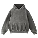 FAIABLE Mens Hoodies Oversized Unisex Acid Wash Hoodie Heavyweight Fleece Vintage Cotton Sweatshirt Men Women Streetwear