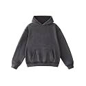 FAIABLE Mens Hoodies Oversized Unisex Acid Wash Hoodie Heavyweight Fleece Vintage Cotton Sweatshirt Men Women Streetwear