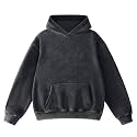 FAIABLE Mens Hoodies Oversized Unisex Acid Wash Hoodie Heavyweight Fleece Vintage Cotton Sweatshirt Men Women Streetwear