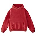 FAIABLE Mens Hoodies Oversized Unisex Acid Wash Hoodie Heavyweight Fleece Vintage Cotton Sweatshirt Men Women Streetwear